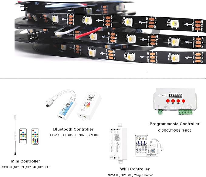 DC5V SK6812 (Similar WS2812B) RGBW RGB+Neutral White 30leds/Pixels/m LED Strip light Individually Addressable 4Color in 1LED Non-Waterproof (16.4ft(5m) 150leds, IP30) (No Adapter or Controller)