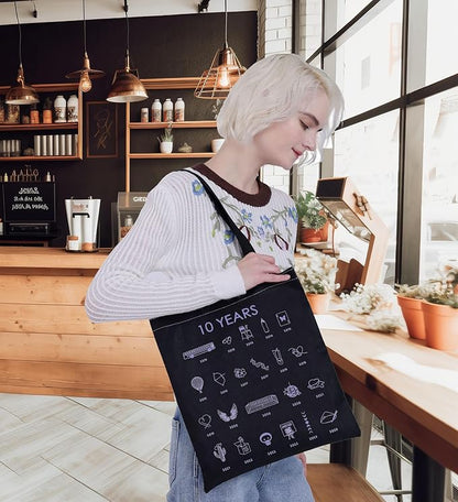 G2TUP Korean Group 10th Anniversary Tote Bag Music Lover Gift Singer Music Shopping Bag For Fans Korean Group Merch