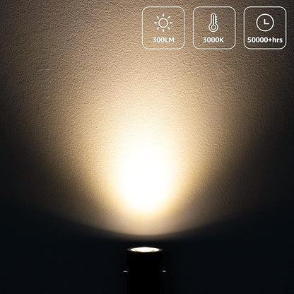 SUNVIE 4 Pack LED Spotlight Indoor for Plants Up Lights 120V Floor Spot lights Warm White Accent Lights for Indoor Statue Decor Uplighting, 5.9 FT Cord with Floor Foot Switch (Base and Stake Included)