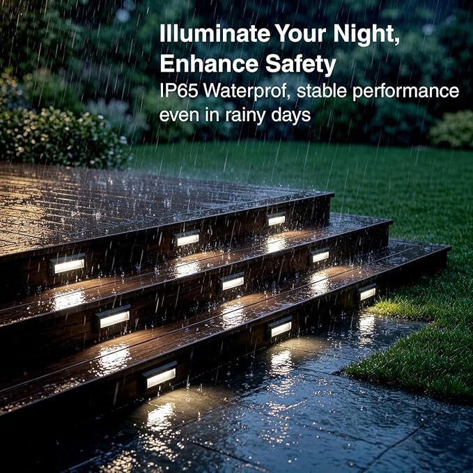 ZONK LED Step Lights 110-240V OutdoorIndoor Stair Lights, Waterproof IP65 2W 4000K Lighting for Stairs, Hallway, Pathway, Porch (Non-Dimmable, Easy Install), 3Pack
