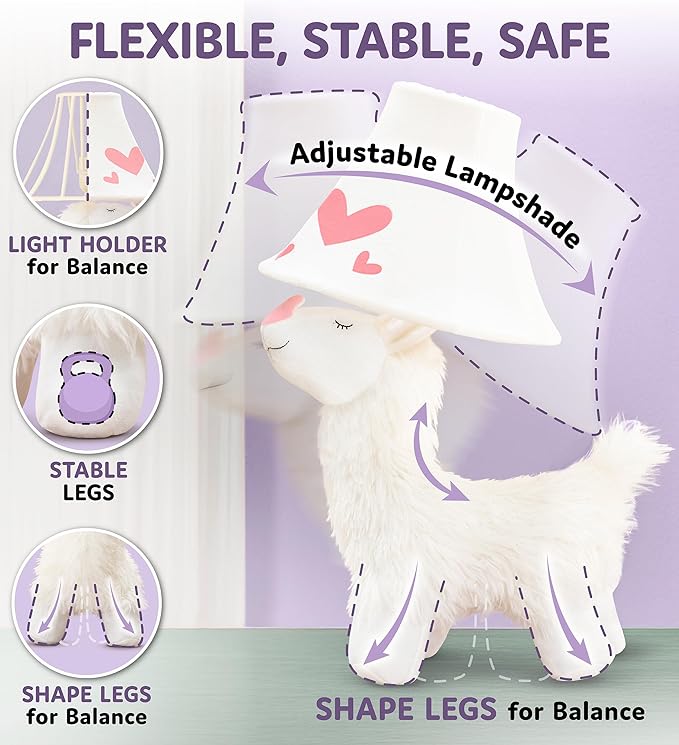 Alpaca Kids Lamp for Girls Bedroom - 19", Llama Girls Lamp for Kids Room - Cute Christmas Gifts, Birthday Gifts for All Ages: Toddler Boys, Children, Grandkids 3 4 5 and Up Years Old, Sister, Brother