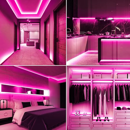 Battery Powered COB Led Strip Lights, 4.92Ft Battery Operated Pink LED Strip Light, High Brightness Flexible LED Tape Lights for Room, Cabinet, Bedroom, Kitchen, Party, Home DIY Decoration