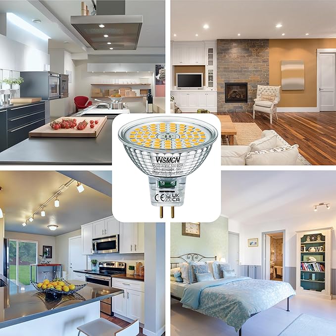 MR16 GU5.3 LED Bulbs, 6.5W Neutral White 4000K Light Bulbs, 60W Halogen Bulb Equivalent, AC/DC12V Low Voltage Bulb, 580Lm Spotlight Bulbs, Non-dimmable, 120° Beam Angle, Pack of 6