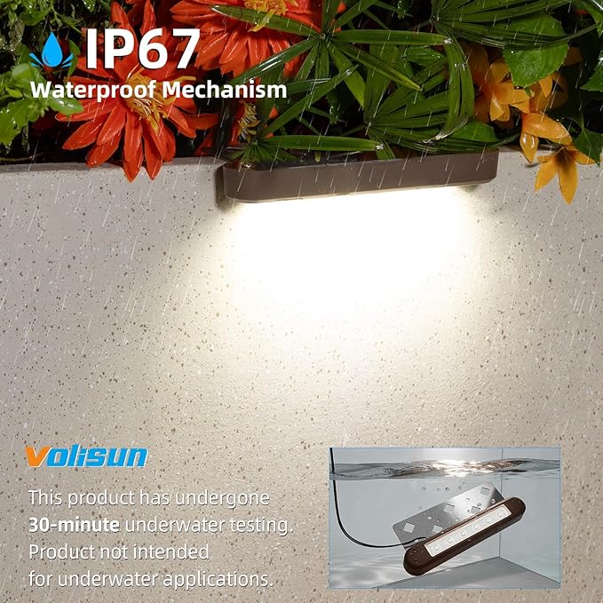VOLISUN 7 Inch Retaining Wall Lights, IP67 Waterproof Hardscape Lighting, Cuttable Low Voltage Lighting, 12V Paver Lights, 2.8W Outdoor Step Landscape Lights, 5000K Daylight (12 Pack)