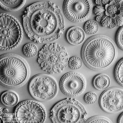 Ekena Millwork CM15LI2 15 3/8"OD x 7"ID x 1"P Lisbon Ceiling Medallion, Fits Canopies up to 7", 2 Piece