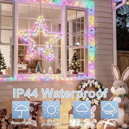 165ft Pastel Easter Lights String, Christmas Mini Light,500 LED with 16 Light Modes, Fairy Lights Plug in for Outdoor Xmas Trees Garland Wreath Holiday Decorations(Green Warm Pink Blue Purple)