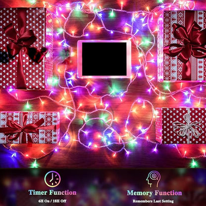 Multicolor 240 LED 88FT String Lights Indoor Outdoor, Connectable Christmas Tree Lights Waterproof 8 Modes with Timer, Clear Wire Fairy Twinkle Light Plug in for Bedroom Wedding Party Xmas Decorations