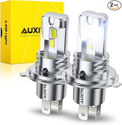 AUXITO H4 LED Bulbs 9003 HB2 Hi/Low Beam, 6500K Cool White Bright Lights, Plug and Play, Sleek & Futuristic Glow, Pack of 2