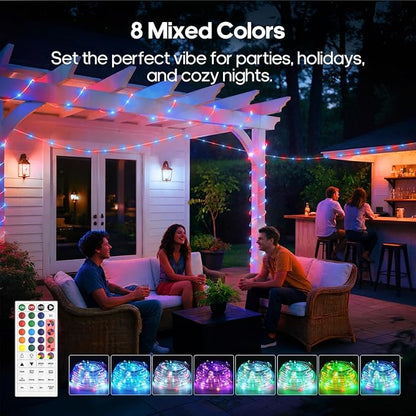 Rope Lights for Outside, 40FT 120LED Color Changing Rope Lights with Plug & Remote, 24 Colors RGB Twinkle Light Indoor Bedroom, LED String Light Outdoor Waterproof, Timer, for Christmas