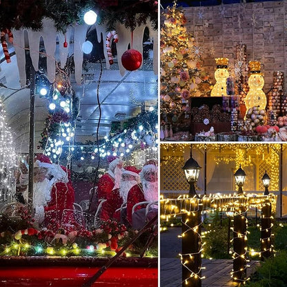 Warm White to Cool White Color Changing 300 LED 115FT Christmas String Lights for Outdoor&Indoor, 8 Modes Christmas Decorations Clear Wire Fairy Waterproof Lights with Memory Function & Remote & Timer