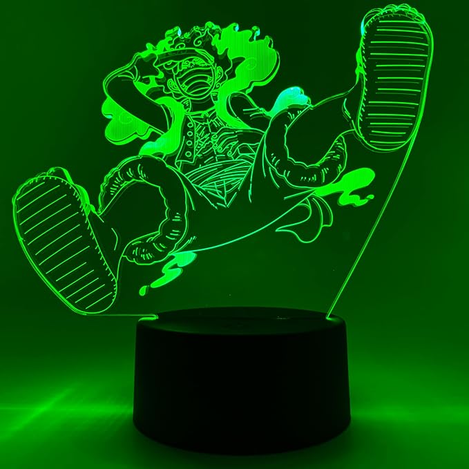 Otaku Lamps Luffy GEAR5 Laughing One Piece – Anime Lamp Figure Night Light, 16 Color RGB LED – 3D Anime Room Décor Gift for Otaku