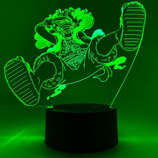 Otaku Lamps Luffy GEAR5 Laughing One Piece – Anime Lamp Figure Night Light, 16 Color RGB LED – 3D Anime Room Décor Gift for Otaku