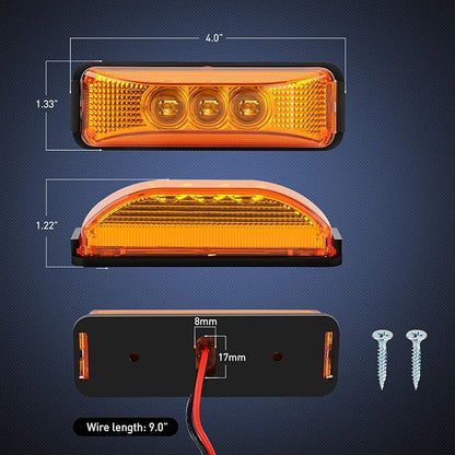 Nilight 10Pcs 3 Led Trailer Light 3.9 Inch Front Rear Side Marker Lights Clearance Indicator Waterproof Sealed Surface Mounted Marker Light for RV Truck Trailer UTE UTV 12V