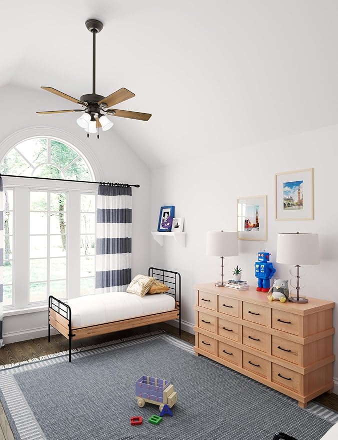 Hunter 44 inch Indoor Ceiling Fan with LED Lights - Bronze Ceiling Fan with Pull Chain, For Bedroom, Living Room, or Kitchen, Standard Mount, No Remote, 5 Blades - Swanson 50881, New Bronze
