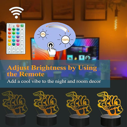 Cool 3D Night Light, 3D Illusion Lamp with 16 Colors Changing, Timer, 4 Flash Modes and Dimmable, Kids Boys Girls Room Decoration, Holiday Xmas Gifts