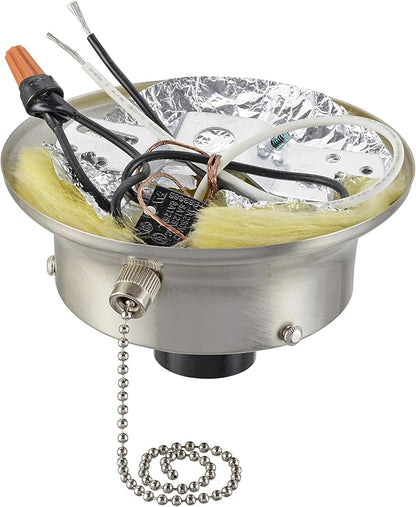 Aspen Creative 22101-09-1, Flush Mount Ceiling Fixture Shade Holder Kit with On/Off Pull Chain Switch in Brushed Nickel Finish 3-5/8" Fitter, 4-7/8" Diameter x 1-7/8" Height