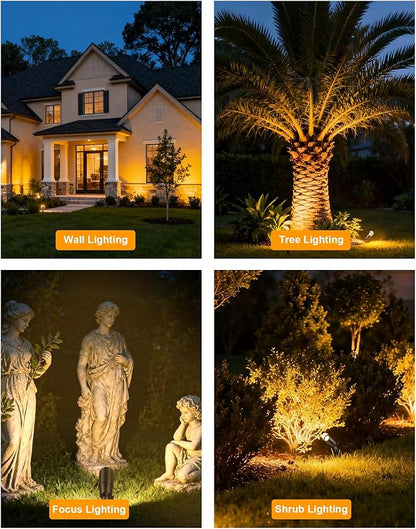 PARTPHONER Solid Brass Low Voltage Landscape Lighting, Wired 12V LED Landscape Spotlights with Aluminum Housing MR16 Bulb, Heavy Duty Outdoor Waterproof Up Lights for Garden, Yard, Trees, 1Pack
