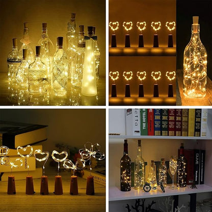 VOOKRY Wine Bottle Lights with Cork, 16 Pack 20LED Fairy Lights Battery Operated Mini Copper Wire Cork Lights for Liquor Bottles DIY Party Wedding Christmas Festival Bar Decoration(Warm White)
