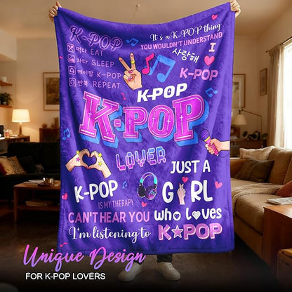 Kpop Gifts Blanket for Teen Girls - K Pop Gifts for Teen Girls Women K-Pop Fans Music Lovers, Kpop Merch Stuff, Graduation Christmas Birthday Gifts for BFF Girl Women, K-pop Blanket 60''x50''