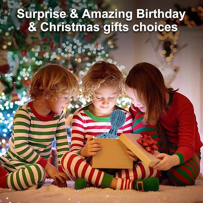 Kids Night Light 3D Illusion Lamp, Remote & Touch Control 16 Colors Changing USB & Batteries Powered, Birthday Christmas Gifts for Teens Boys Girls Room Decor (Base*1, Lamp Plate*4)