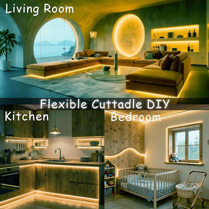 4000k 30ft Led Strip Lights for Bedroom Dimmable 10 FT 180 LEDs Rope Light Flexible Super Bright White Tape Lights for Ceiling Room Home Decor Luces LEDs for DIY Living Room Kitchen Vanity