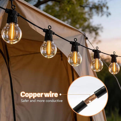 50FT Outdoor String Lights with Remote, 20 Dimmable Shatterproof LED G50 Bulbs, Waterproof Patio & Backyard Lights for Pergola, Deck, Garden, Bistro, Commercial Grade Hanging Lights
