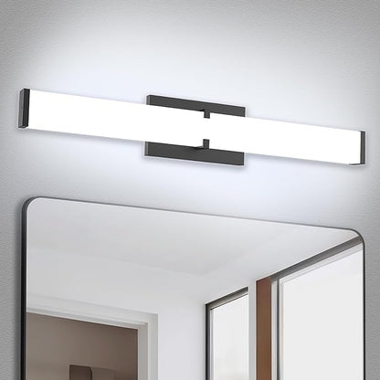 32 Inch LED Bathroom Vanity Light Cool White 5000K Black Modern Matte Bathroom Lighting Fixtures; Equivalent to Incandescent 300W for Over Mirror Vanity Light - ETL Certificated (1 Pack)