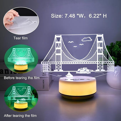 Strait Bridge Night Light for Kids, Bridge Lamp14 Color Warm White Base LED Décor Light Entity Key&Remote Control Mood Light, Gifts for Kids/Girls/Boys
