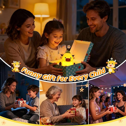 Attivolife Highland Cow Night Light for Kids, Flower Cow Cute Animal Gift Soft Silicone LED Lamp with Dimmable and Timer, Bedroom Bedside Table Decor, Birthday Christmas Gifts for Children Baby