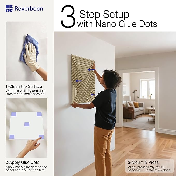 Acoustic Panels Sound Absorbing, 23.6×23.6 Inch 6 Pcs, Acoustic Wall Panels for Medium to Large Rooms, Decorative Sound Treatment for Echo Reduction in Home Offices, Bedrooms & Recording Studios
