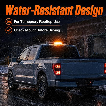 Xprite Amber COB LED Rooftop Strobe Beacon Light, 12V Magnetic Base Warning Caution Light with 19 Flash Patterns for Trucks, Snowplows, Construction Vehicles, Tractors, Golf Carts