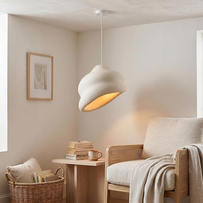 JAYMP Wabi Sabi Pendant Light for Dining Room Kitchen Island Hallway Restaurant Modern Hanging Lamp E26 Base Japanese Style Conch Shape Lighting Fixture, 1 Pack, Matte White, 50cm/19.7in