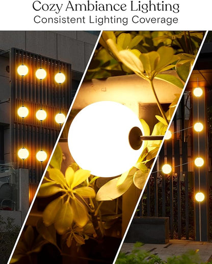Brightech Orb Outdoor Indoor String Lights - Connectable Set of 2 Frosted Lantern LED String with Weatherproof Globe Lights - Commercial Grade Light Strand for Patio, Porch - 60 Ft, 20 Bulbs Total