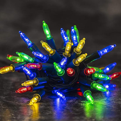 Dazzle Bright Battery Operated Christmas Lights, 2 Pack Total 32Feet 100LED Clear Mini String Lights Waterproof with 8 Modes for Xmas Indoor Outdoor Yard Holiday Wedding Decorations (Multi Color)