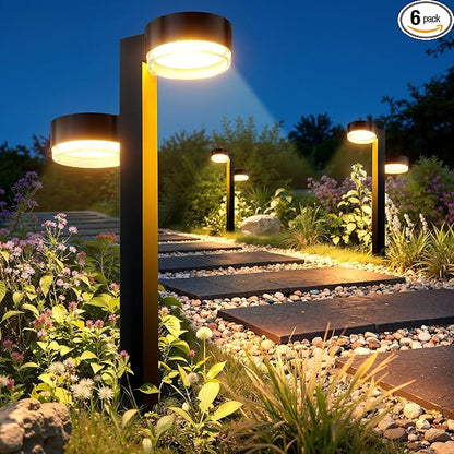 Brighter Solar Pathway Lights Outdoor, 6 Pack Dual-Head Solar Lights Outdoor Waterproof with 12 Head & 24 LED, Solar Powered Garden Light for Yard Path Walkway Driveway Sidewalk