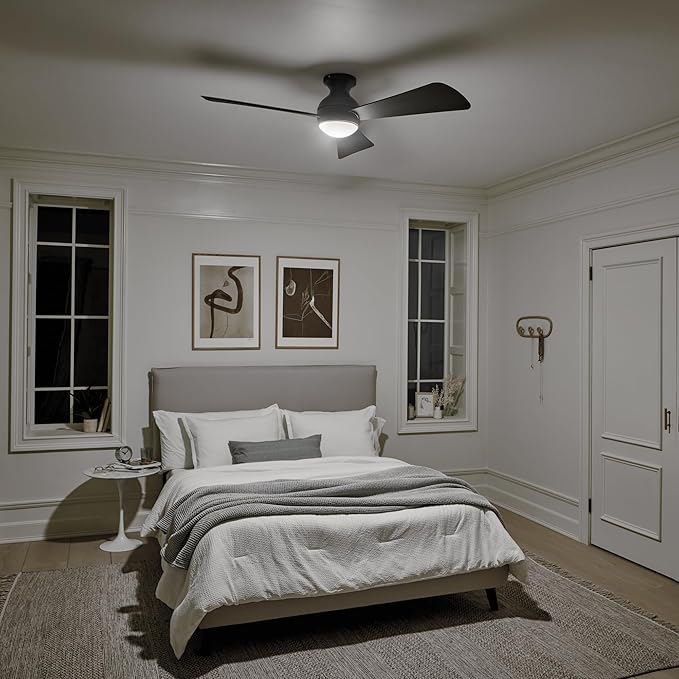 Kichler Sola 54" LED Indoor Outdoor Ceiling Fan In Old Bronze®, 3-Blade, 3000K, (54" W x 11" H), 330152OZ