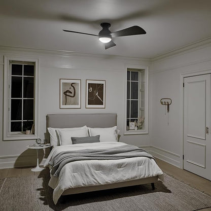 Kichler Sola 54" LED Indoor Outdoor Ceiling Fan In Old Bronze®, 3-Blade, 3000K, (54" W x 11" H), 330152OZ
