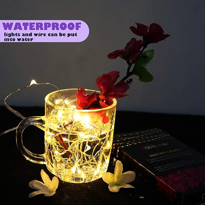 6 Pack Fairy Lights Battery Operated No Remote LED Starry String Lights 30 Micro Starry LEDs on 10ft Silvery Copper Wire Light for DIY Wedding Centerpiece Table Decorations (Warm White)