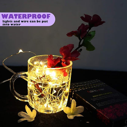 6 Pack Fairy Lights Battery Operated No Remote LED Starry String Lights 30 Micro Starry LEDs on 10ft Silvery Copper Wire Light for DIY Wedding Centerpiece Table Decorations (Warm White)