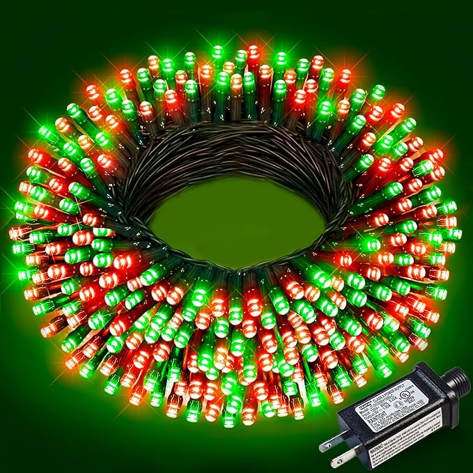 Red and Green Christmas Lights, 66FT 200 LED Outdoor String Lights Waterproof with 8 Modes, Plug in Connectable Christmas Tree Lights for Outside House Garden Yard Party Holiday Decorations