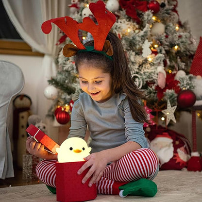 Ammonite DoDo Duck Night Light, Cute Soft Silicone Duck Lamp for Kids, Rechargeable LED Dimmable Bedside Lamp with 20 Minute Timer, Gifts for Boys Girls Women