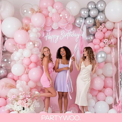 PartyWoo Baby Pink Balloons 145 pcs Different Sizes of 18 12 10 5 Inch Pastel Pale Light Pink Balloons Arch Kit Garland for Baby Shower Gender Reveal Birthday Princess Party Decorations Pink-Q05