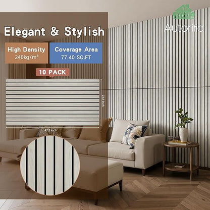 Wood Veneer Sound Panels, 10 Pack 47.2”x23.6” Wall Panels, Decorative Acoustic Panels for Walls, for Office,Home Theater,Studio,Living Room, Natural Oak(Mitred)