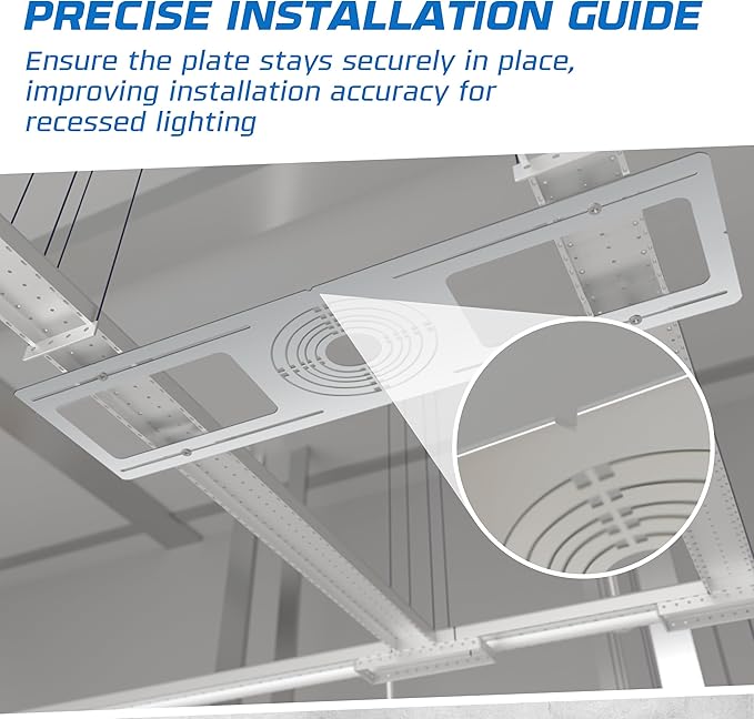 OHLECTRIC 48-Pack New Construction Recessed Light Mounting Plates, Flat Steel Rough-in Brackets - Symmetric Round Holes w/ Multiple Cutouts 2” til 6” Adjustable Panel for LED Wafer & Recessed Lighting