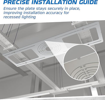 OHLECTRIC 48-Pack New Construction Recessed Light Mounting Plates, Flat Steel Rough-in Brackets - Symmetric Round Holes w/ Multiple Cutouts 2” til 6” Adjustable Panel for LED Wafer & Recessed Lighting