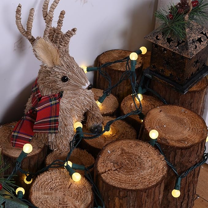 300 LED Christmas Tree Lights 100FT Globe String Lights UL Listed G15 Snow Glass Bulbs Fairy Lights Plug in Christmas Lights for Bedroom Xmas Tree Patio Party Garden Wedding Soft Warm White
