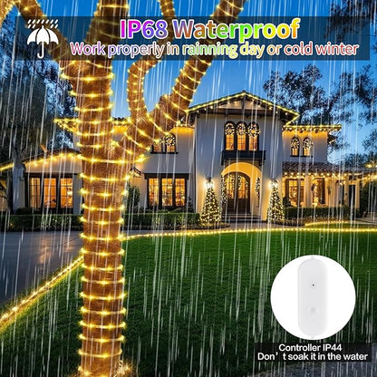 33FT Color Changing Rope Lights Outdoor, Waterproof 100 LED String Light Plug In with Remote & APP Control, Smart 16 Million Colors Music Sync Twinkle Fairy Lighting for Outside Indoor Bedroom