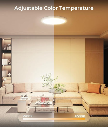 DeckTok 12 Inch Smart Ceiling Light, 2400LM RGBCW LED Flush Mount Ceiling Light Work with App & Voice Control, 2700K-6500K Dimmable LED Ceiling Light Fixture for Living Room Bedroom Game Room, 1 Pack