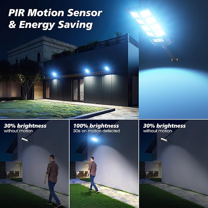 WYWNA Solar Lights Outdoor, 6000K LED Solar Lights Outdoor Waterproof, Solar Flood Lights Outdoor with Motion Sensor and Remote Control, Solar Street Light Dusk to Dawn 4-Pack