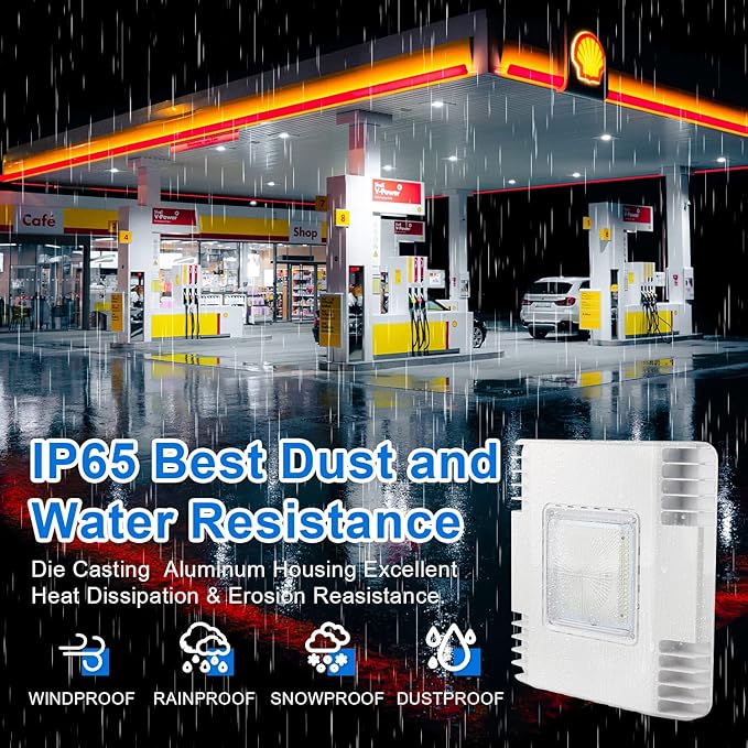150W LED Canopy Gas Station Light, 21000LM 5700K Surface Mount Carport Ceiling Light (600W HID/HPS Equivalent), IP65 Rated High Bay Parking Garage Lighting, AC100-277V UL Listed (1-Pack)